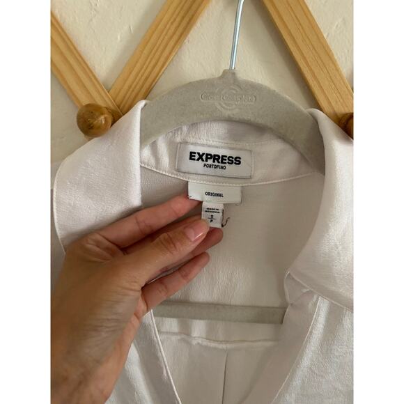 Express Top Women's Small Original Portofino Relaxed Fit Satin Button Up - Picture 5 of 7